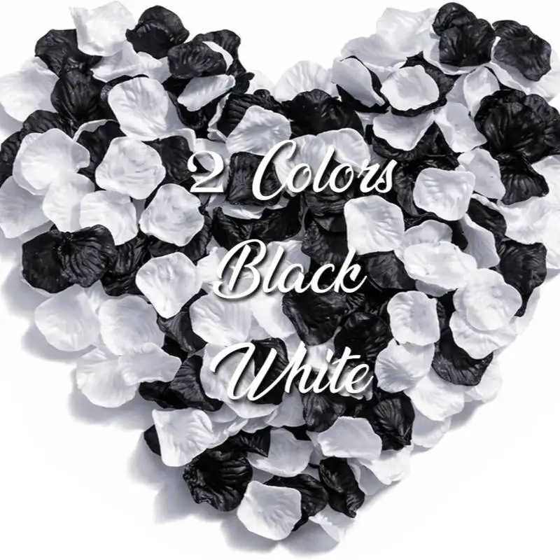 1000 Pcs Black & White Rose Artificial Petals,for Wedding Proposal, Valentine's Day Date Night Bedroom Layout, Gothic Halloween