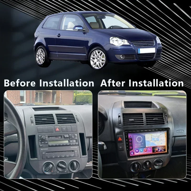 QSZN For Volkswagen Polo Mk4 IV 4 2001 -2009 2K QLED Android 13 Car Radio Multimedia Video Player GPS AI Voice CarPlay 4G Stereo