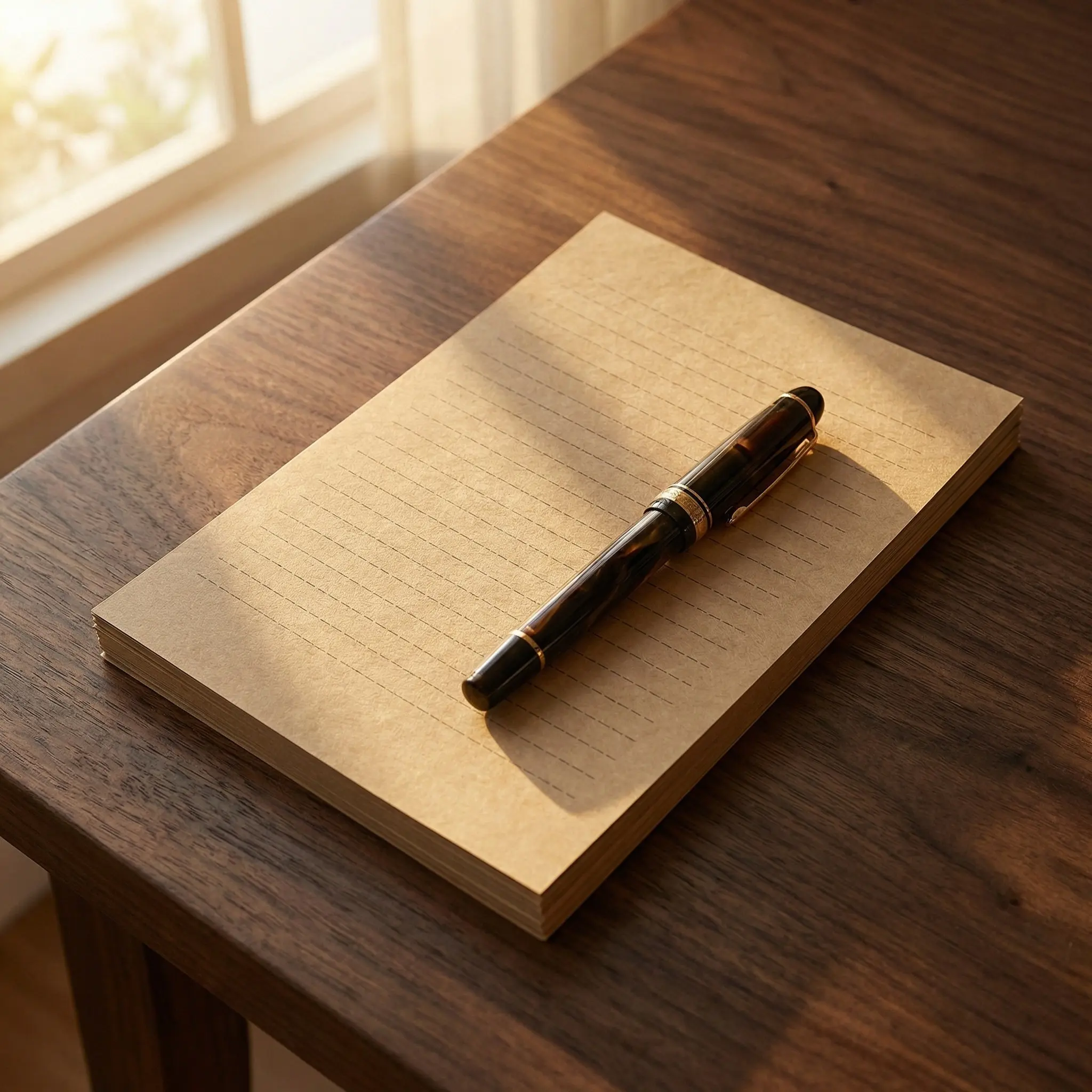 Vintage Kraft Paper Letter Writing Sheets – 100pcs Retro Lined Stationery for Calligraphy, Notes & Journaling