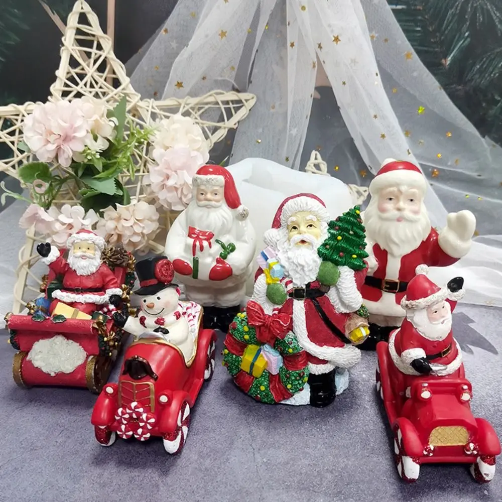 Reuseable Santa Claus Mold Making Ornaments Handcraft Christmas Candle Mold DIY Tools Plaster Silicone Mold Candle Making