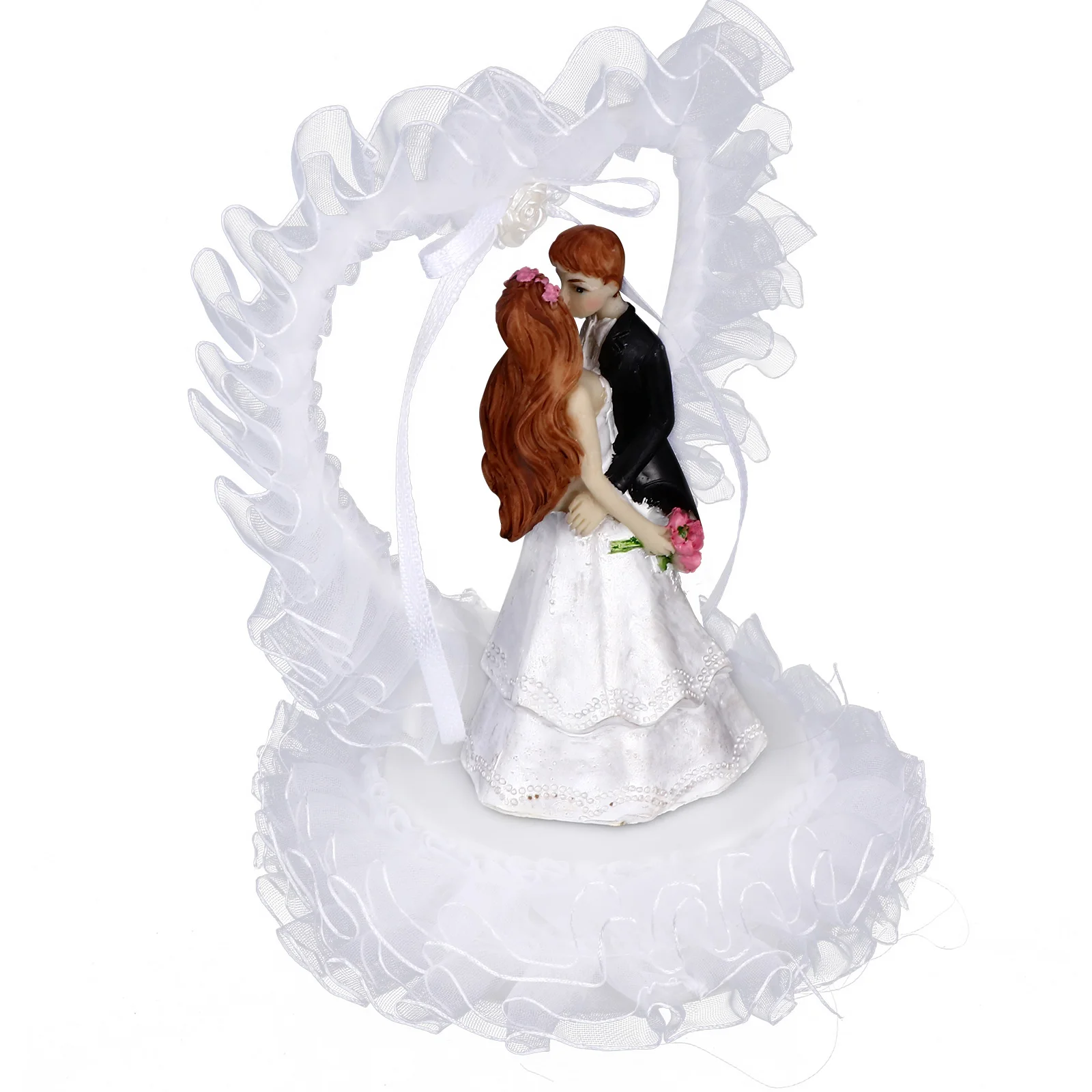 

1 pc Bride Groom Ornaments Creative Cake Decoration Wedding Party Multi-layer Topper Dessert Resin Table Fine Workmanship Smooth