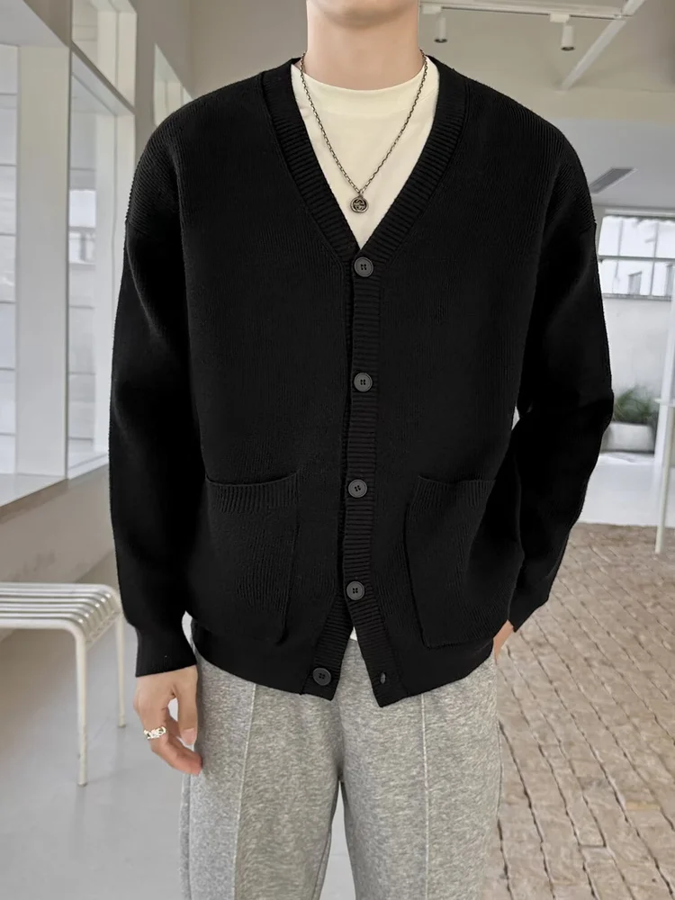 

Модный мужской вязаный кардиган с V-образным вырезом, осенне-зимний, в японском ретро-стиле, в полоску, теплый свитер-пальто, повседневный, свободного кроя