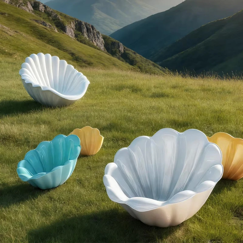 Shell Armchair Outdoor Chair Unique Scallop Sofa Seat Suitable for Living Room Cafe Studio