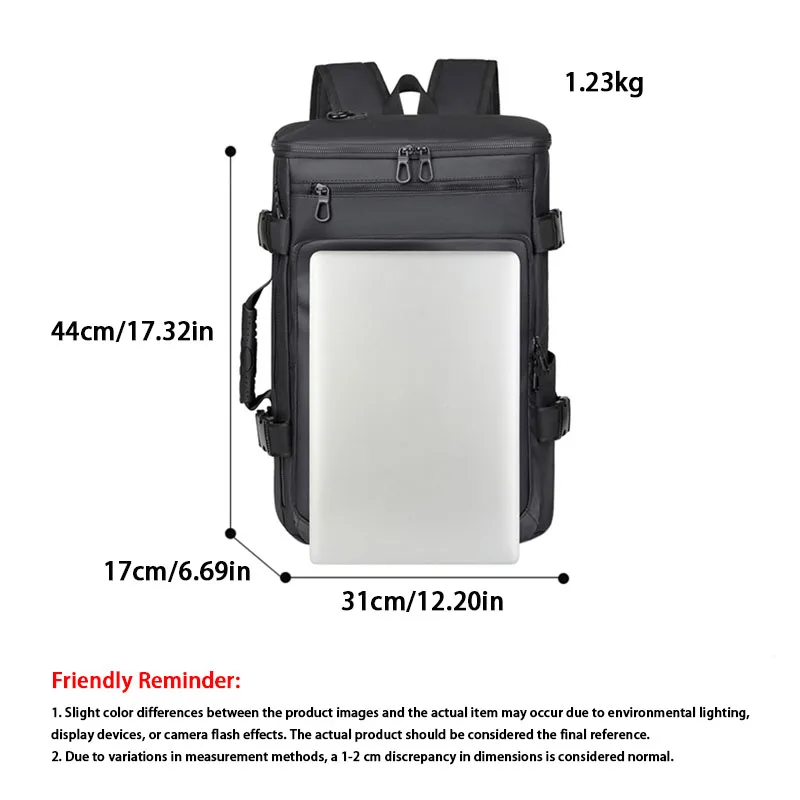 Men's Travel Backpack - Large Capacity Multi-Functional Travel Luggage Bag Water-Resistant PU Men's Handheld Travel Bag