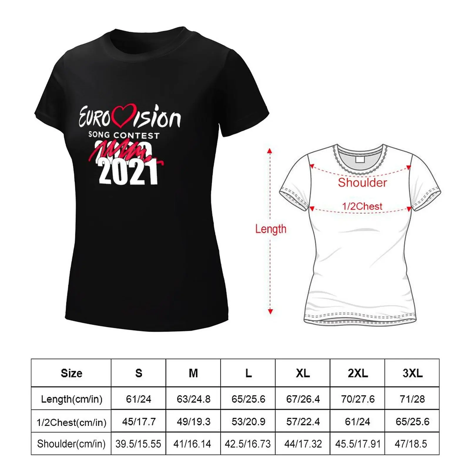 Camiseta de algodão para mulheres, roupas engraçadas e estéticas, estética, eurovisão, música, competição, 2020, 2021