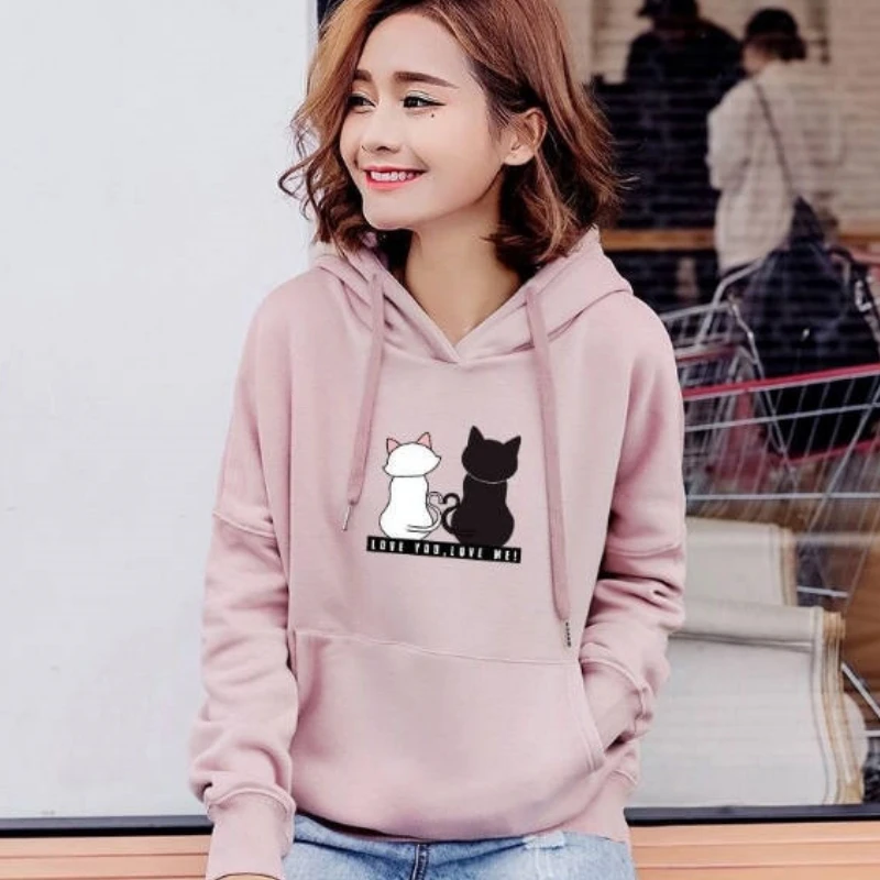 Men And Women Solid Hoodie Autumn Winter Fleece Loose Hooded Sweatershirt Letter Love you Love Me Unisex Casual Hooded Jacket