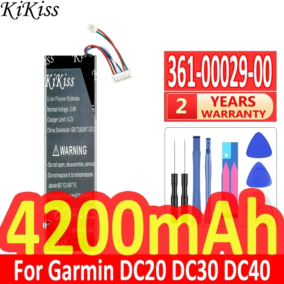 KiKiss Battery 4200mAh 361-00029-00 For Garmin DC30 DC40 Astro System DC20 Dog Tracking 010-10806-00 -01 -20