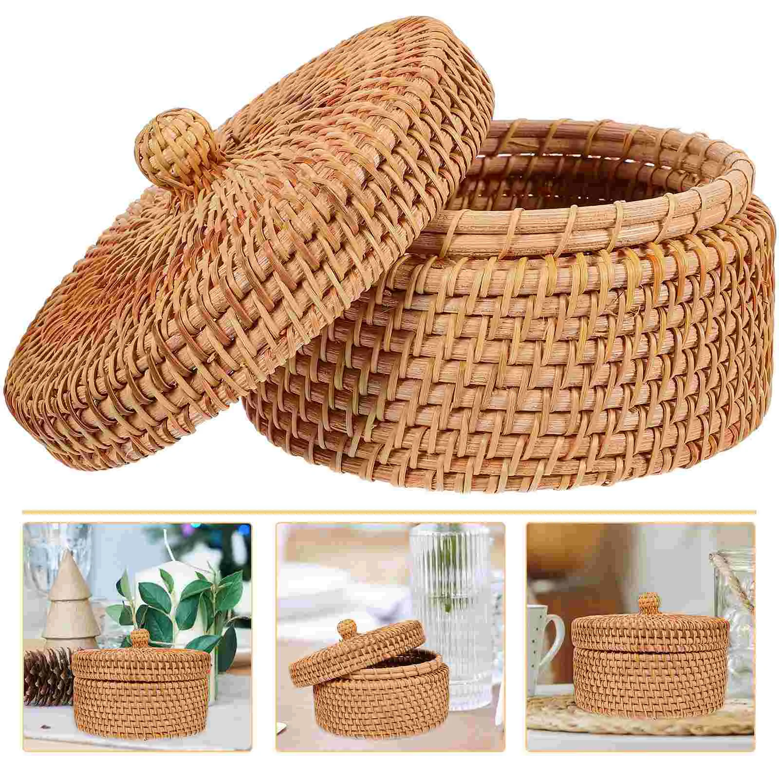 

Decorative Storage Boxes with Lids Handmade Rattan Basket Bread Autumn Vines Baskets