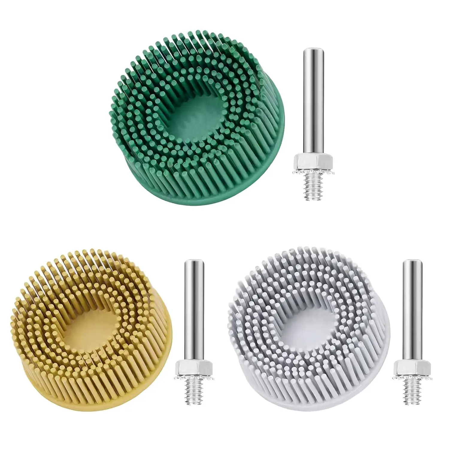 

3Pcs Bristle Disc 2 Inch Gasket Remover Wheel Tool - 50#, 80#, 120# Size, with 1/4 Shank Attachment Abrasive Coating Discs