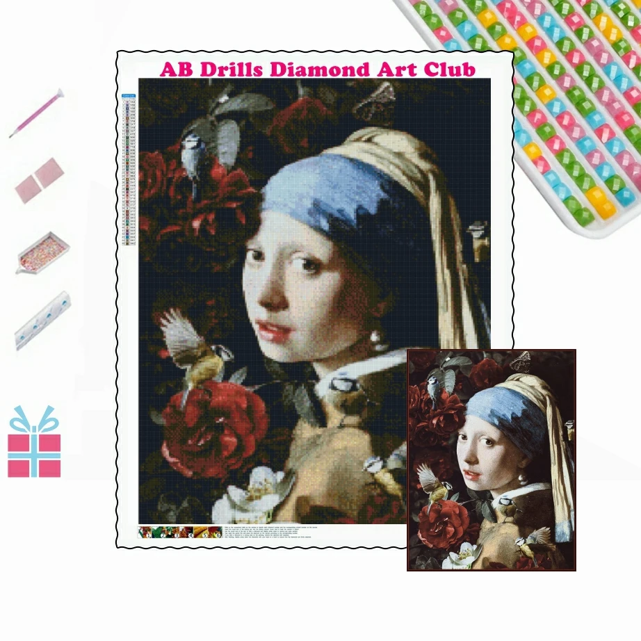 Johannes Vermeer AB Drills Diamond Painting Milkmaid Het Meisje Met De Parel Cross Stitch Haft Mozaika Obraz Home Decor