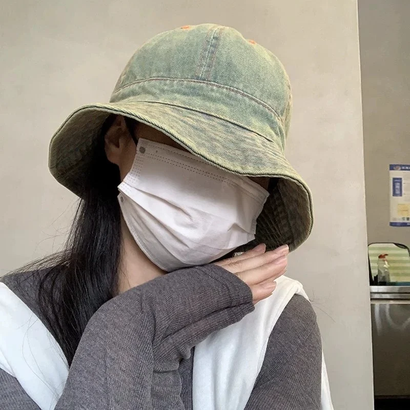 Japanese-Style Vintage Denim Distressed Fisherman's Hat—Versatile Spring/Summer Travel Sun Hat