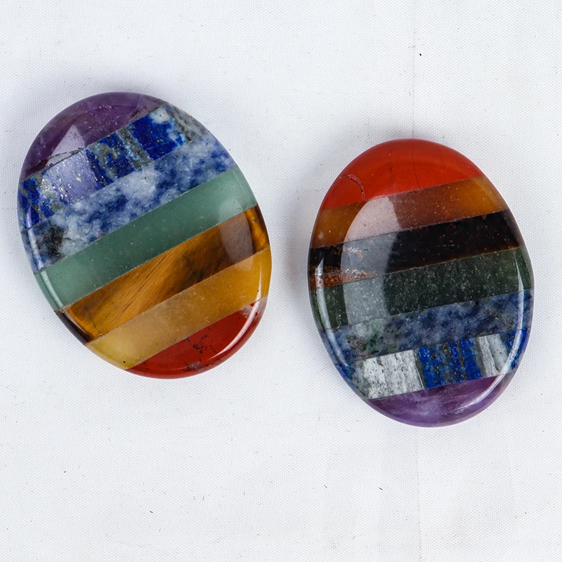 حجر شاكرا كوارتز كريستالي طبيعي للشفاء ، أحجار كريمة الإبهام للقلق ، مدلك شاكرا للشفاء ، 7 ألوان ، ديكور منزلي #3