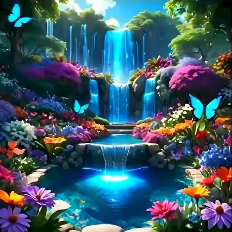 

GATYZTORY 5D DIY Diamond Painting Waterfall Landscape Mosaic Acrylic Craft Supplies Diamond Embroidery Mountain Unique Gift