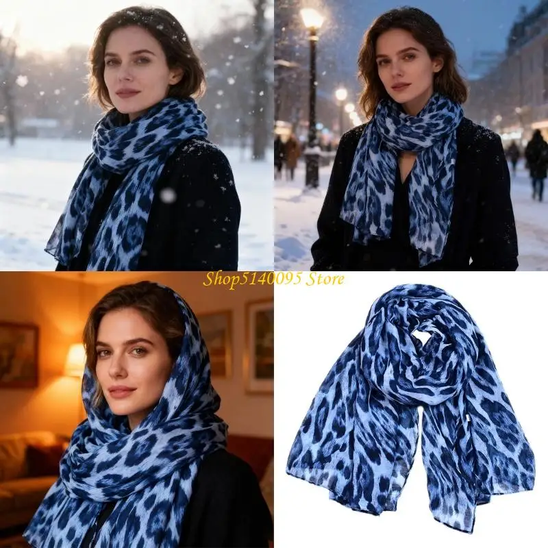 DXAE Sciarpa convertibile con stampa leopardata Avvolgimento leggero per testa Attività all'aperto da viaggio