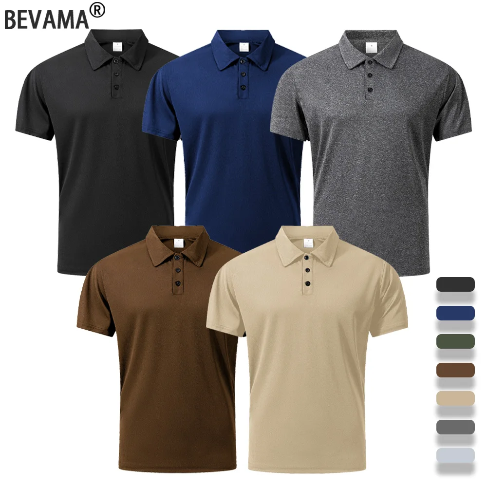 

Summer Men's Short Sleeve Collar Polo Shirt New Solid Color Casual T-shirt Trendy Breathable Loose Basic Button Top Streetwear