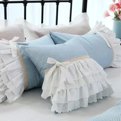 Lace Ruffle Cushion Cover, Handmade Plaid Pillow Cases, Decorative Cover, Cake Layers, Pillowcase, Fashion