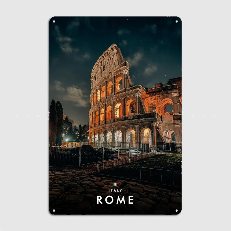 The Colosseum in Rome at Travel Poster Metal Sign Life Wall Custom Bedroom Indoor Home Wall Decor Posters Room Decoration