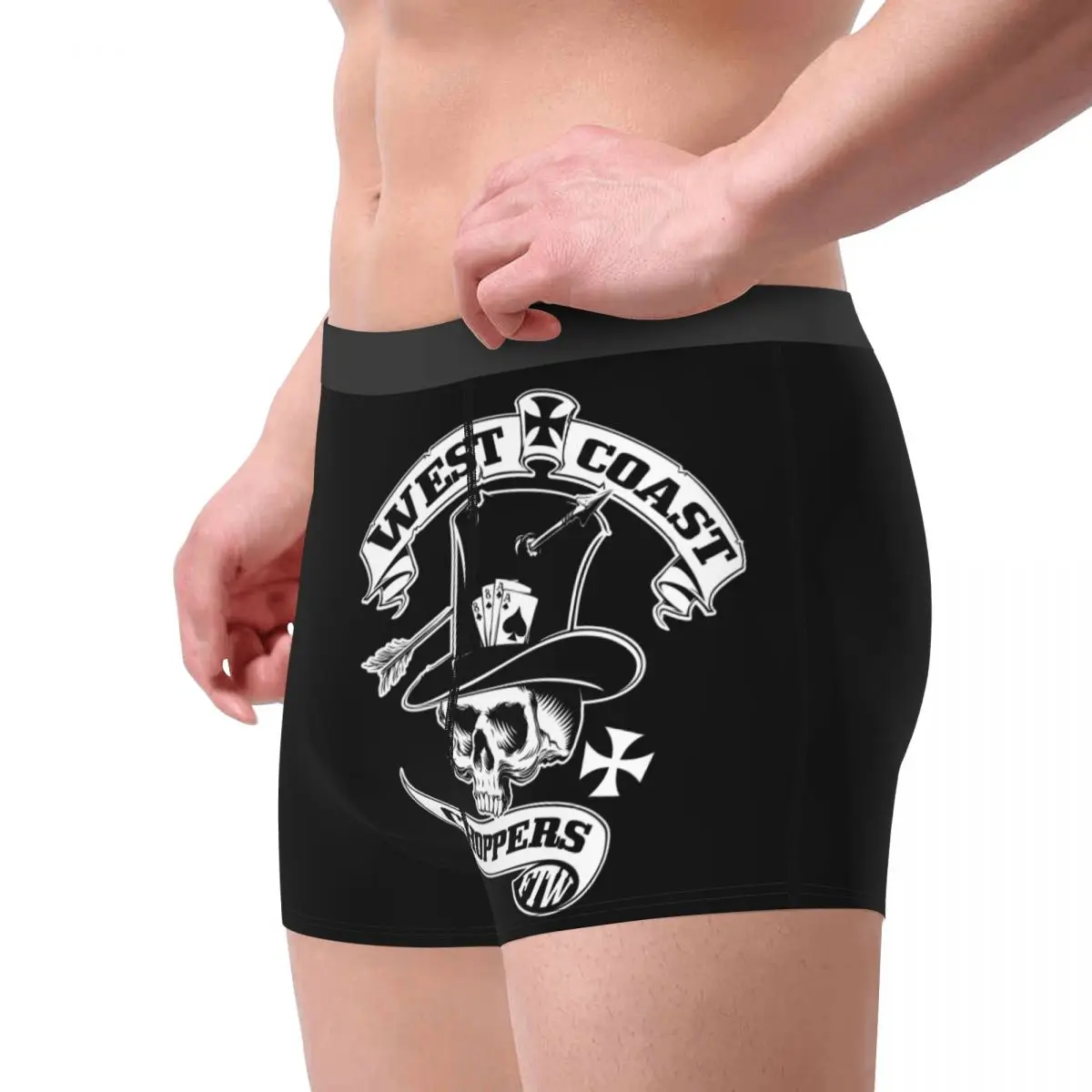 Custom West Coast Iron Skull Chopper Cross Underwear Men Breathable Boxer Briefs Shorts Panties Soft Underpants For Homme