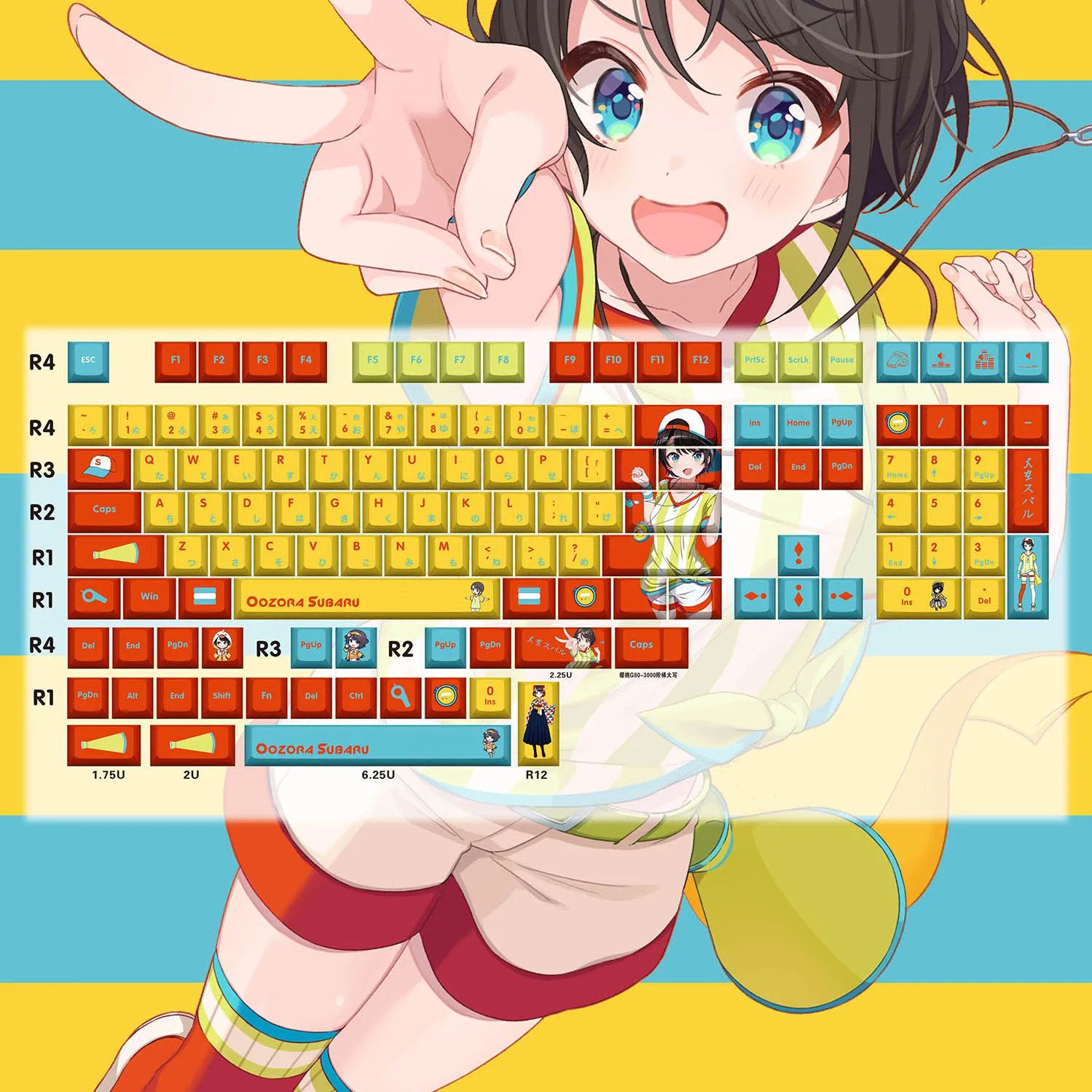 Imagem -06 - Vtuber-hololive Anime Keycaps Sublimação Pbt Perfil Cereja Bonito 2-dimensional Terno para Teclado Mecânico