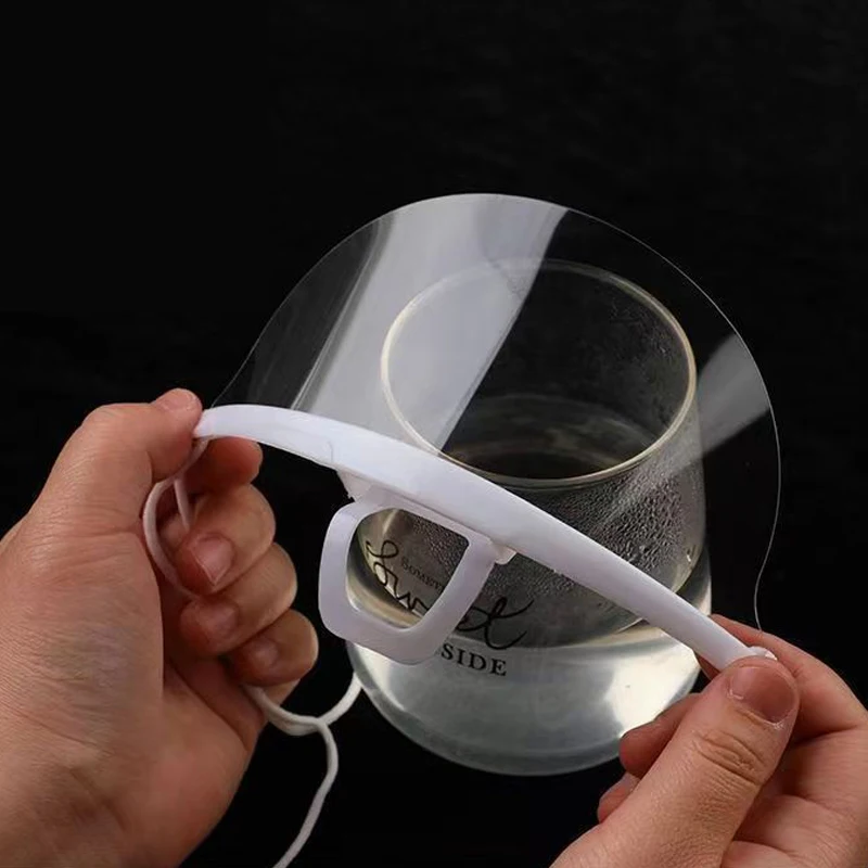 

New 20PCS Clear Plastic Catering Mask Hotel Beauty Chef Waiter Protective Mask Reusable Visible Splash Proof Mask