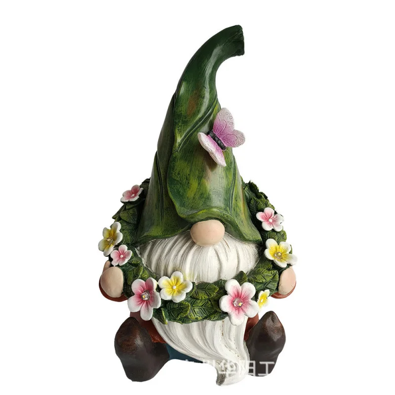 Elf Dwarf Creative Ornament Resin Craft Garland Gnome Solar-Powered Outdoor Garden Decoration