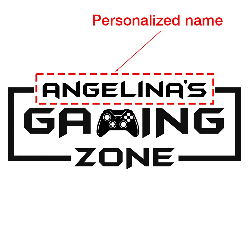 Personalized Gamer Name Wall Sticker Vinyl Home Decor Boys Room Gaming Zone Video Game Decals Gift for Gamers Wallpaper AB26