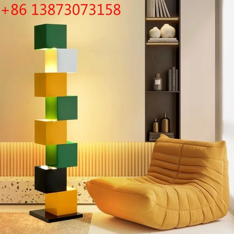 

Minimalist Art Floor Block Bedroom Living Room Eye Protection Designer's Premium Color Bedroom Atmosphere Lamp Dopamine