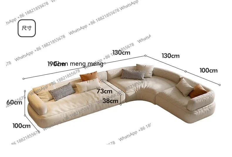 M78 라이트 럭셔리, 무광 천 예술, 곡선형 고급 조합, 대형 코너 소파