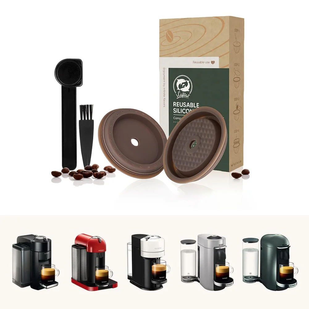 Reusable Vertuo Silicone Cap Food-Grade Refilled Coffee Capsule Shell Silicone Lid Replace For Nespresso Capsule Pods