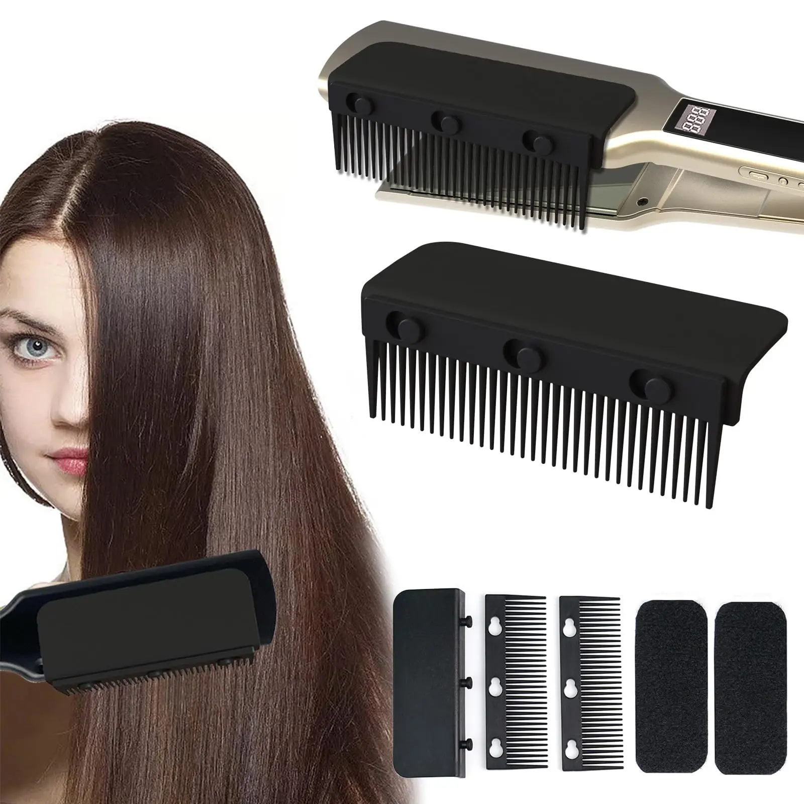 Flat Iron Comb Attachment Clip On, Flat Iron Hair Straightener Comb Attachment, Comb Attachment for Flat Iron