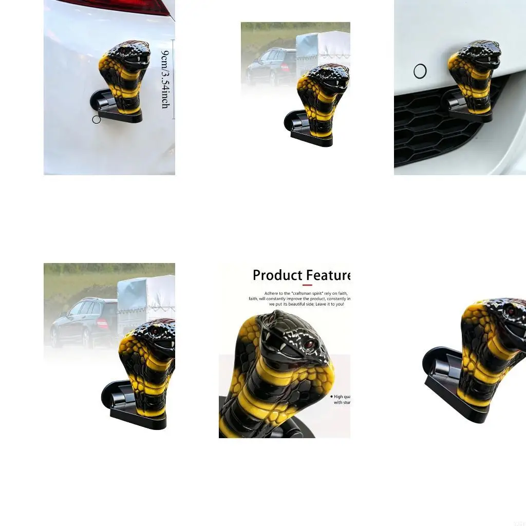 ABS Snake Tow Hook Cover for Vehicle Exterior Decoration, Detailed Head with Scale Texture, Black Base, and Hand-Installed X37F