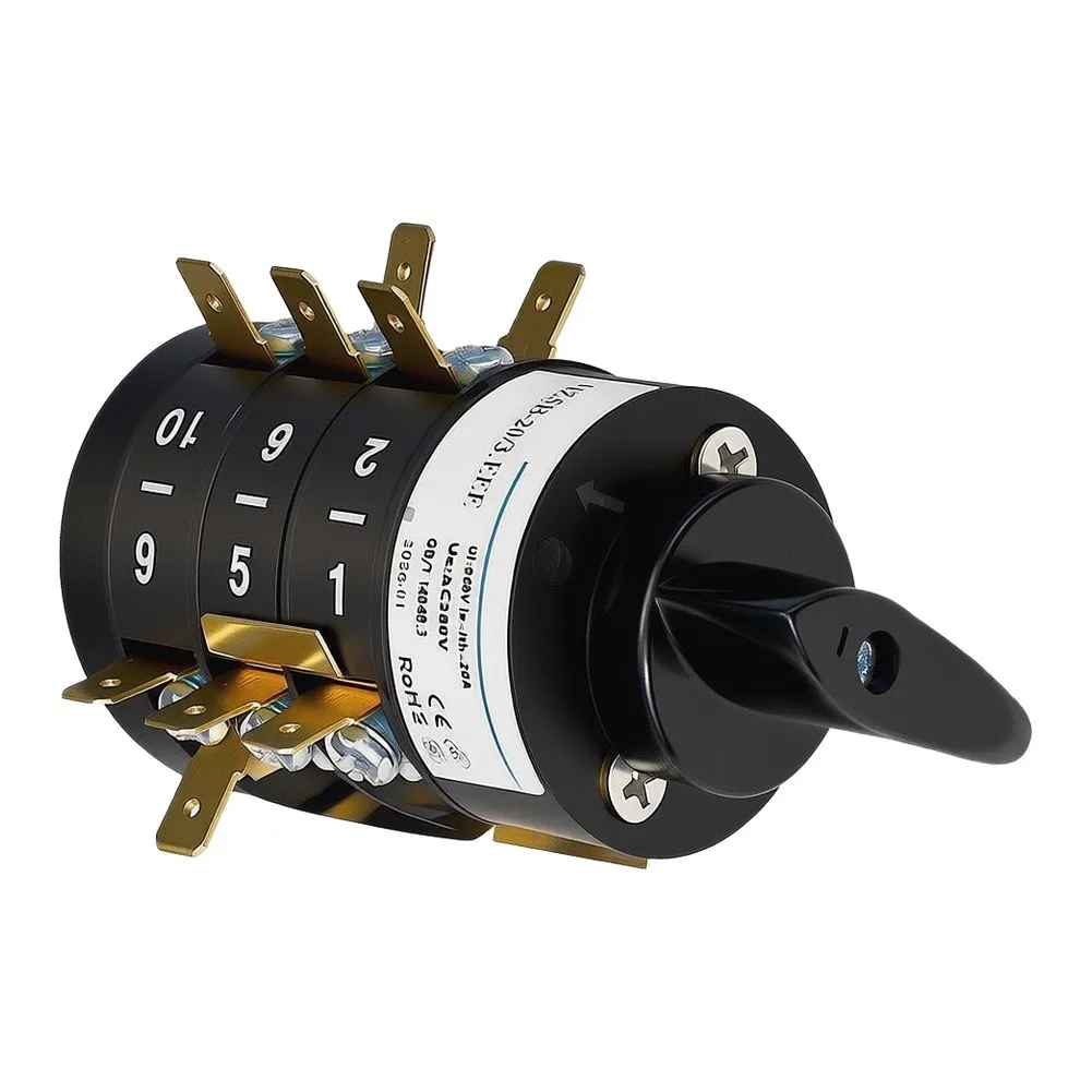 HZ5B 20/3 5-Position Rotary Switch with Flame Retardant Housing AC380V 20A for Machine Tool Start Stop and Direction Selection