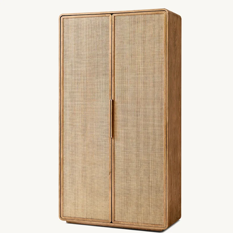 Furniture Modern Simple Light Luxury Bookcase American Rural Retro Solid Wood Home Wardrobe Home Edge Cabinet