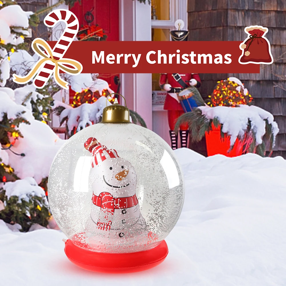 Bola de juguete de decoración de árbol de Navidad de 60cm con luz LED, bola de Navidad inflable luminosa gigante con Control remoto para porche, césped y jardín