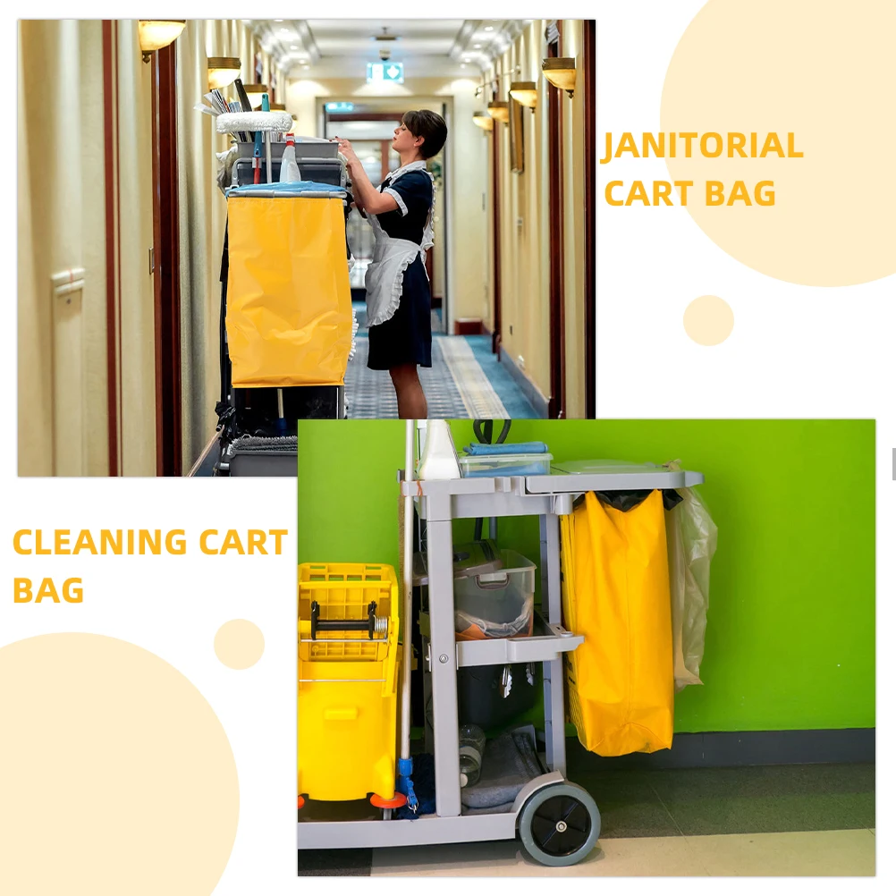 

2pcs Cleaning Cart Bags Janitorial Garbage Bags Replacement Trash Collection Housekeeping Supplies Sturdy Canvas Long Lasting