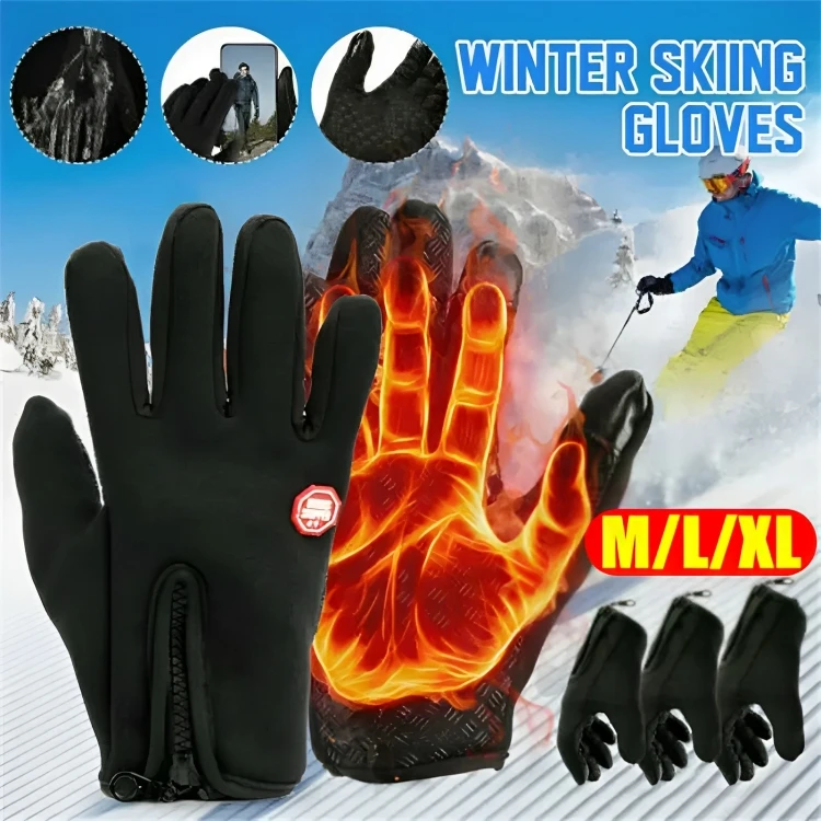 Winter Waterproof and Windproof Warm Gloves Outdoor Cycling Warm Accessories Men and Women Hiking Ski Fishing Anti-slip Gloves