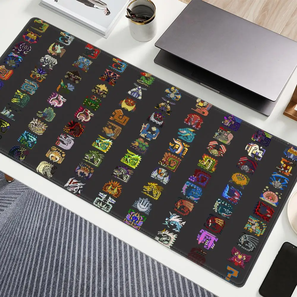 New Monster Hunter World Game Mouse Pad Tapetes de Mesa Teclado Borracha Kawaii XXL 90x40cm Tapete de Mesa Antiderrapante