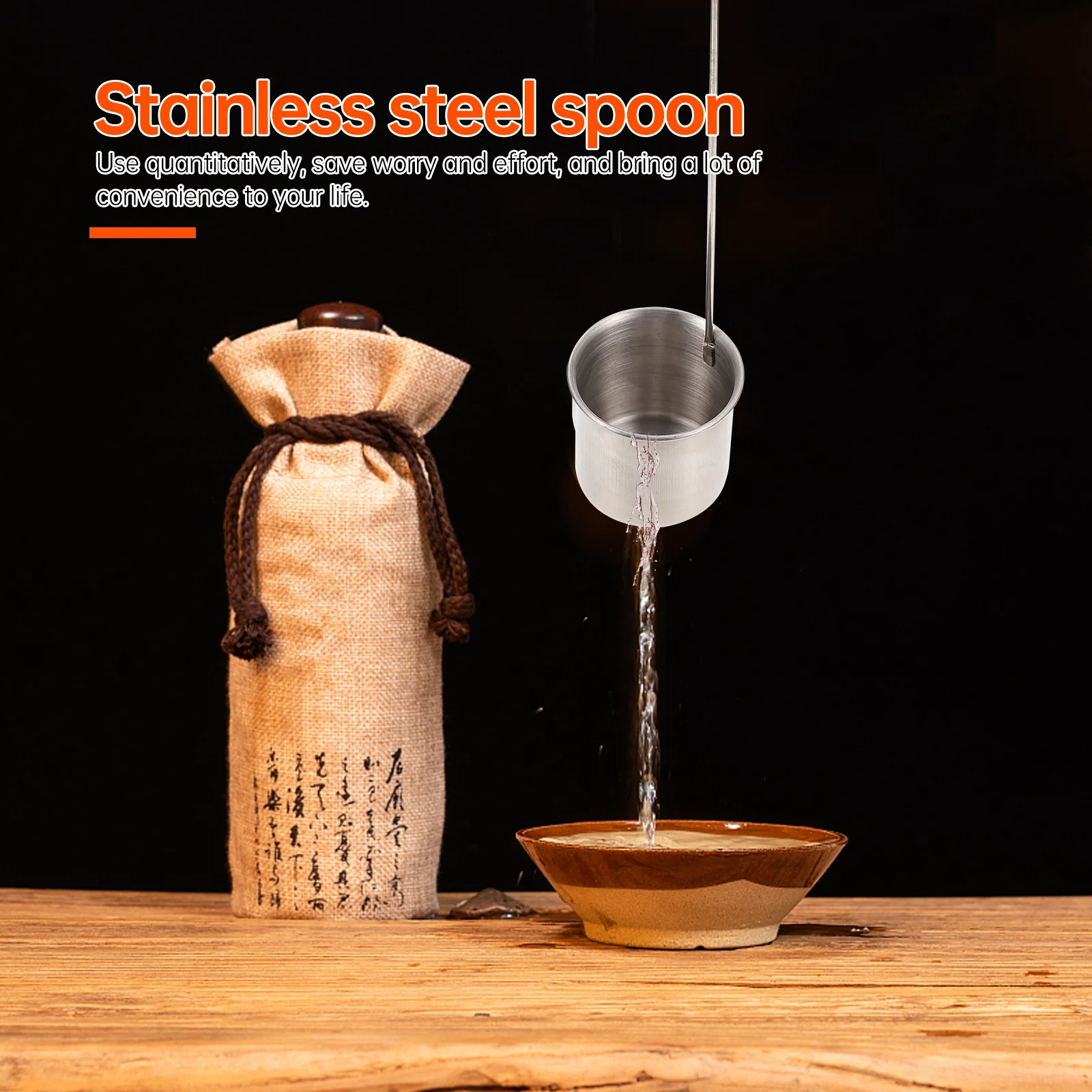 

Stainless Steel Ladle Long Handle Kitchen Oil Wine Scoop Silver Sauce Spoon For Red Wine Edible Oil Soy Gadget