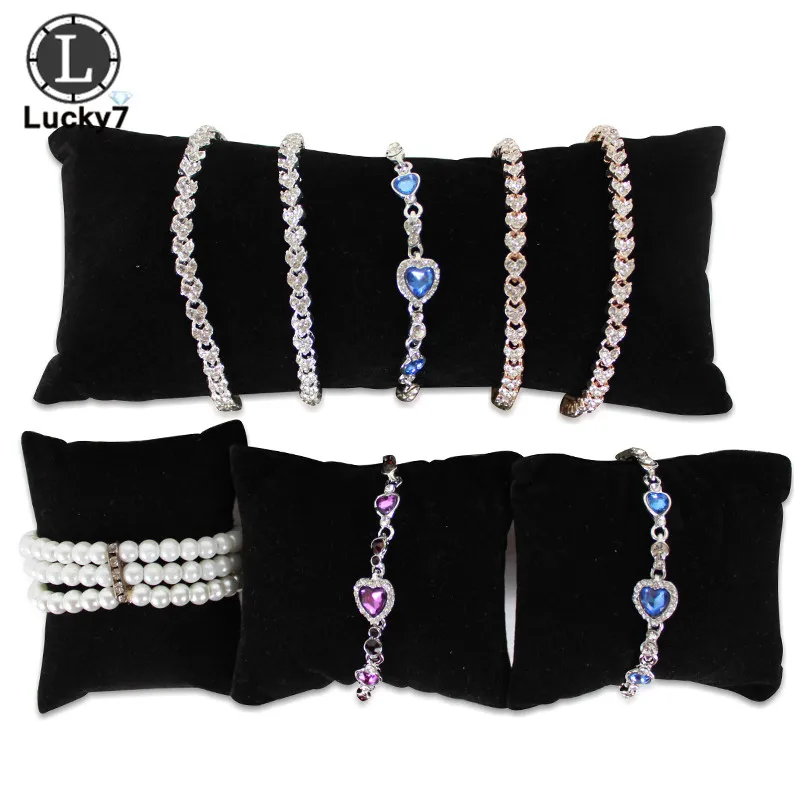 Wholesale Jewelry Pillow Stand Black Velvet Holder Organizer Bracelet Case Bangle Anklet Watch Display Photography Prop