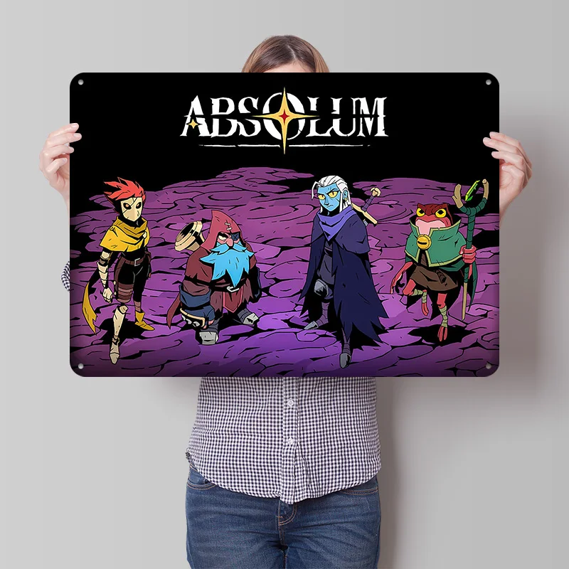 Absolum Game Characters Personalized 3D Textured Metal Poster Wall Art Tinplate Sign for Living Room Decoration Man Funny Signs