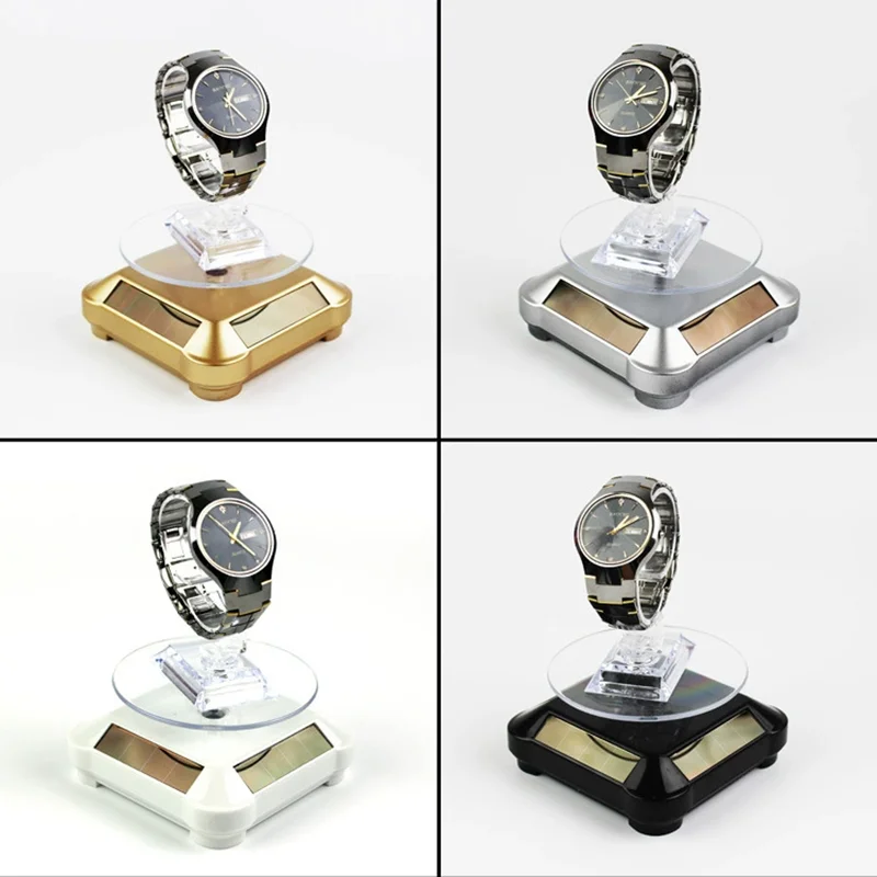 طاولة دوارة صغيرة حامل عرض بالطاقة الشمسية تصوير الفيديو حامل مجوهرات طاولة دوارة سوار عرض المنتج حامل عرض اليشم