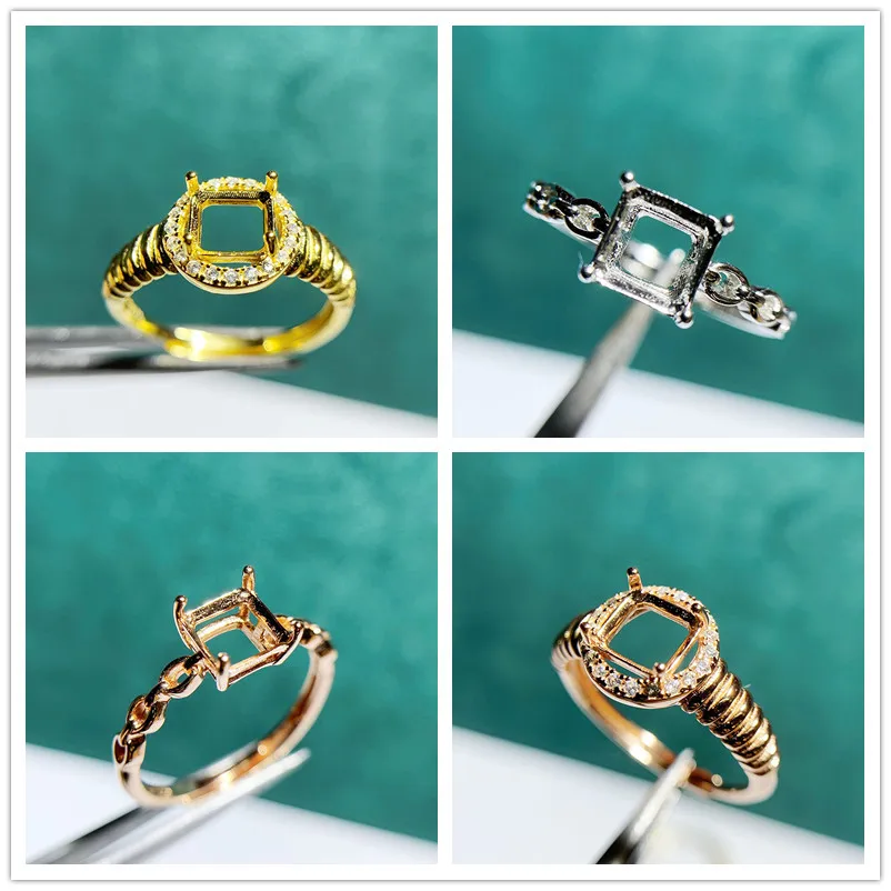 

MeiBaPJ 6mm Real 925 Sterling Silver Fashion Ring Setting DIY Empty Holders for Women Fine Charm Jewelry