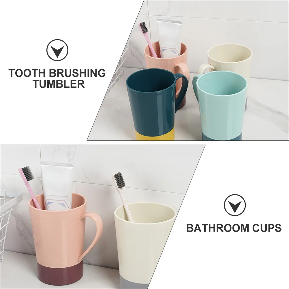 

4pcs Brushing Cup Reusable Plastic Bathroom Tumbler For Toothbrush Holder Organizer Rinsing Mug Drinking Water Milk Soda Kitchen