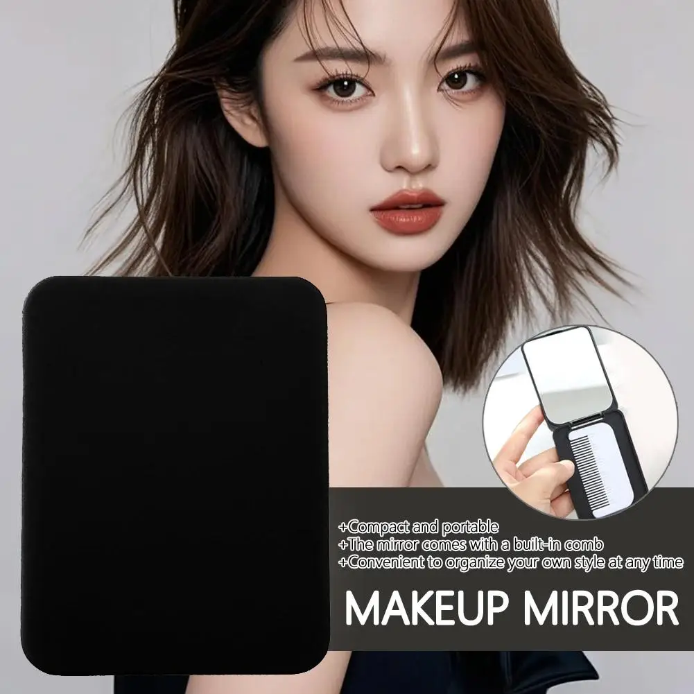 مشط 2 في 1 مع مرآة سوداء وبسيطة، فرشاة مشط تدليك محمولة لصالونات التجميل والسفر وأدوات تصفيف الشعر الناعمة #5