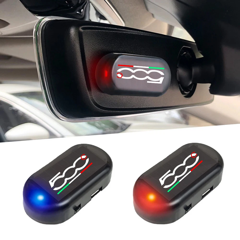 자동차 LED 보안등 태양열 발전 주의 램프, 도난 방지 램프, 피아트 500 500C 500X 500L, Abarth 695 자동차 액세서리, 1 개
