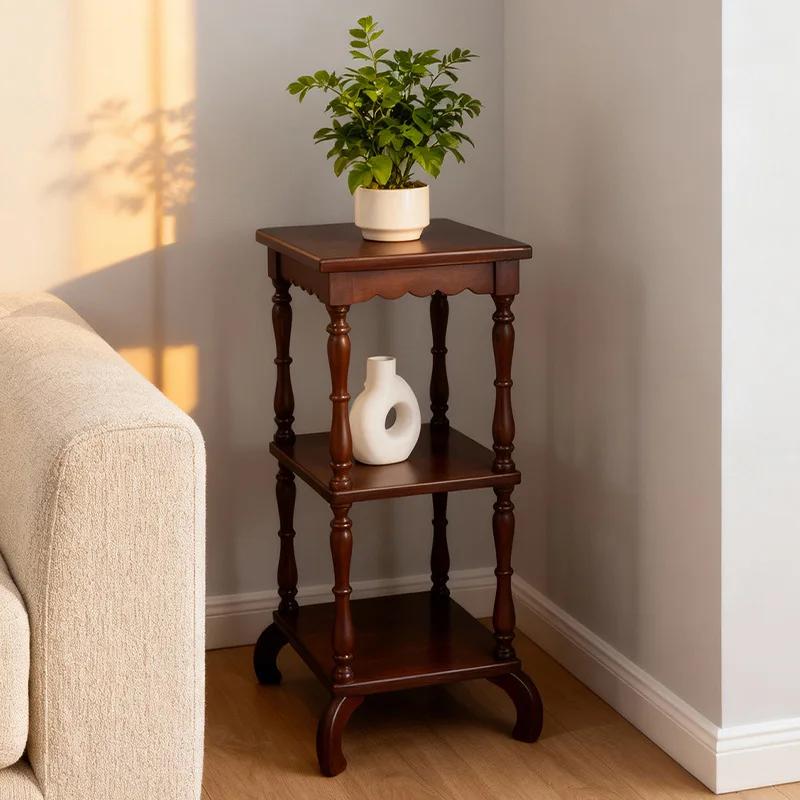 

Flower stand Shelf medieval retro French teak bookshelf display rack Living room solid