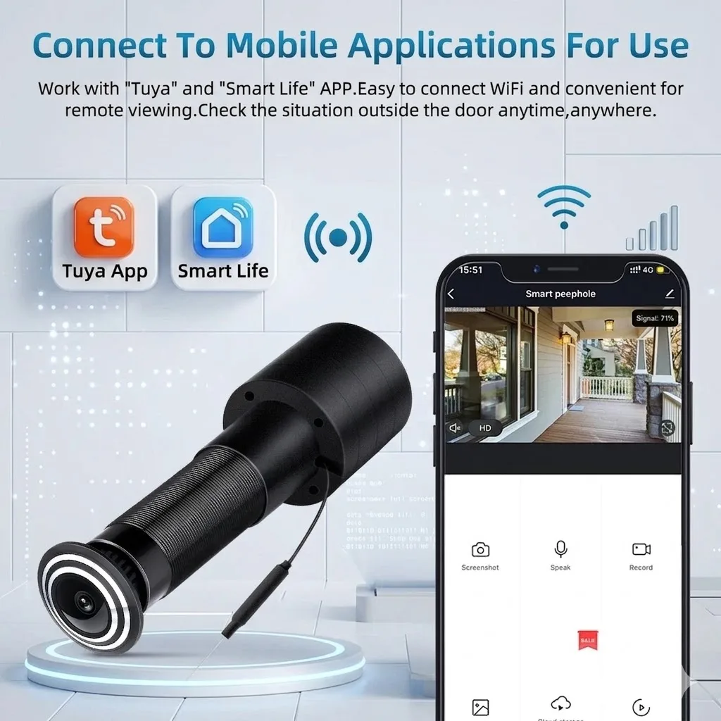 ZEMNIO 2K 3MP Smart Door Peephole Camera, 170° WiFi Video Doorbell, 2Way Audio & Motion Detect, Tuya/Smart Life App, 2.4G/5G