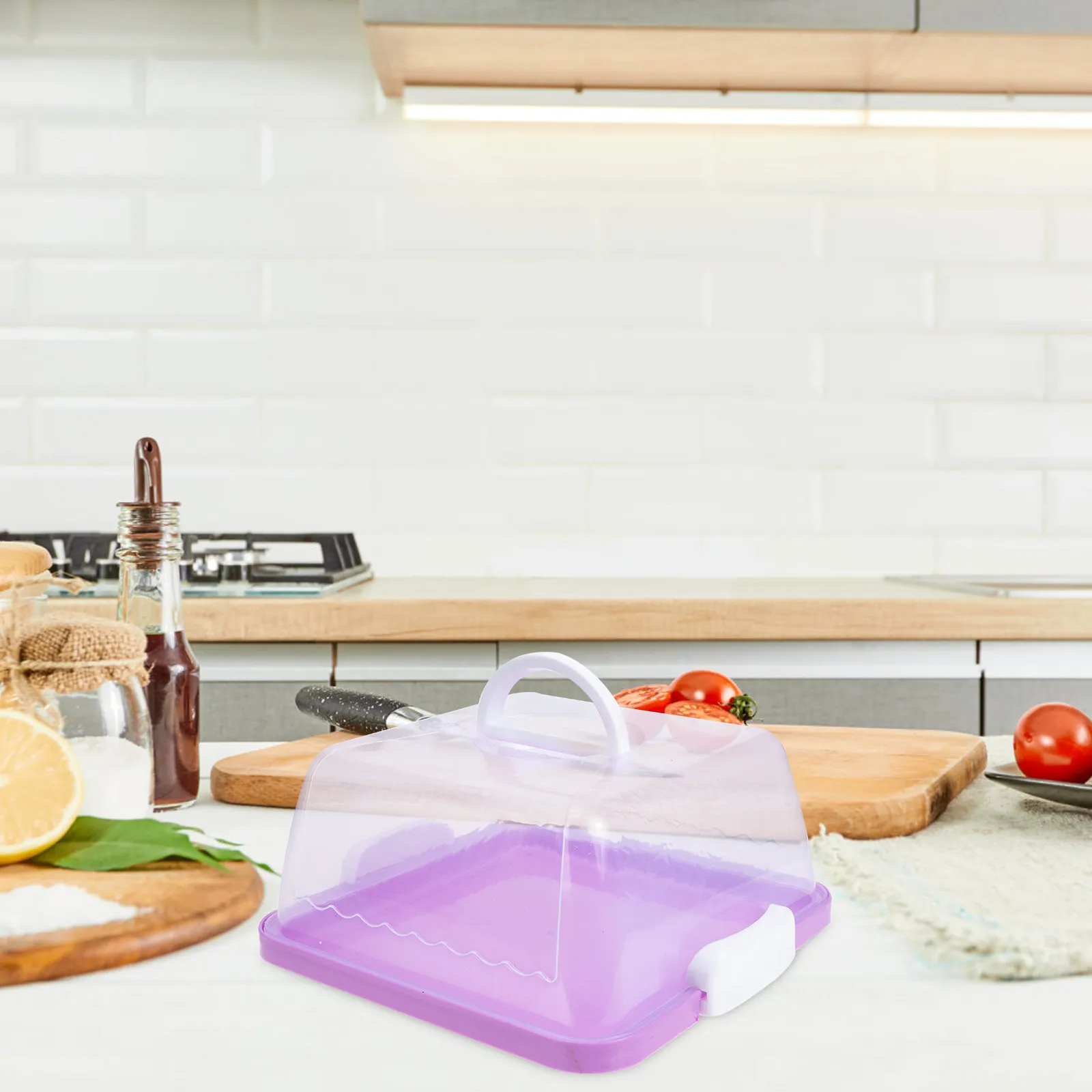Portable Cake Carrier with Handle – Clear Plastic Storage Box, Insect & Dust Resistant Dessert Container