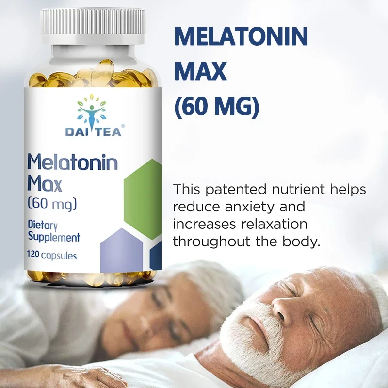 60 Mg Extra Strength Melatonin MAX - Eye Support, Deep Sleep, Natural Sleep - 100% Additive Free, Vegan, Non-GMO, Gluten Free