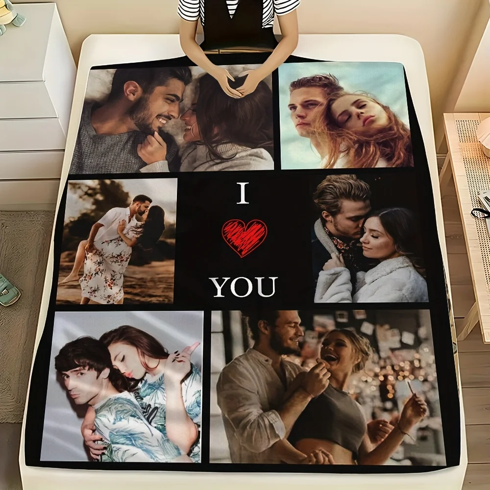 Personalisierte Foto-Decke, Vintage Flanell-Decke, Individuelles Geschenk für Paare und Familienerinnerungen, Einzigartiges Souvenir – Detail 3